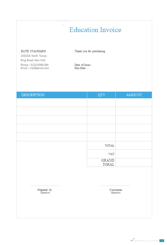 Download Free Education Invoice Template Photoshop template